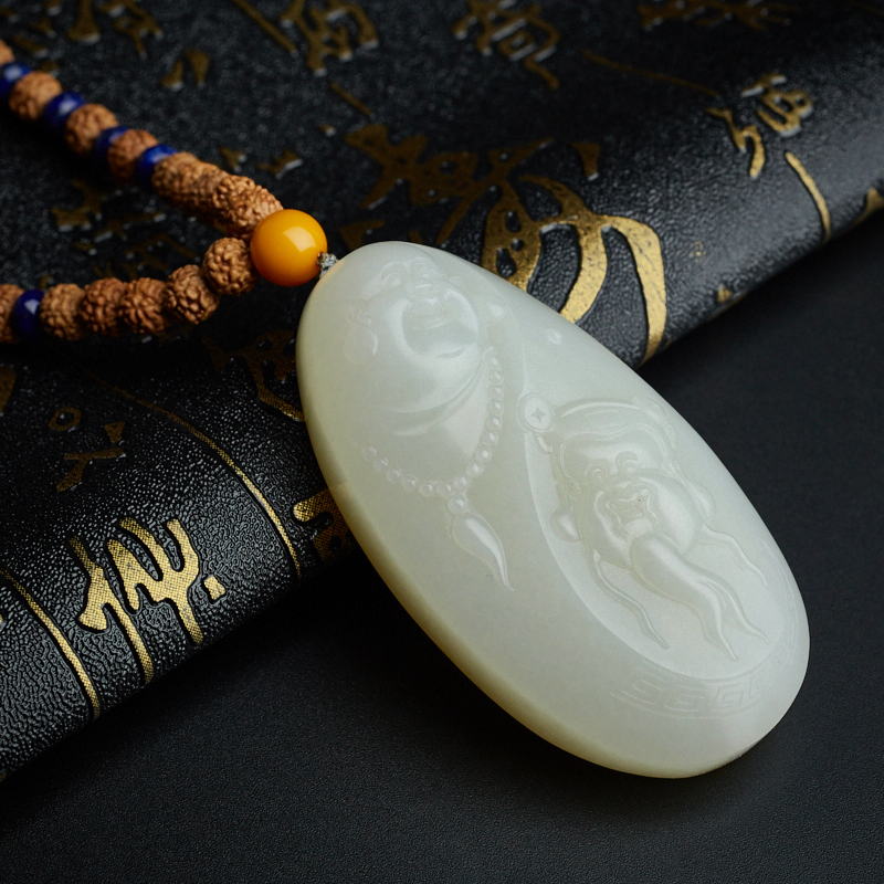 和田玉和气生财吊坠 - 红掌柜