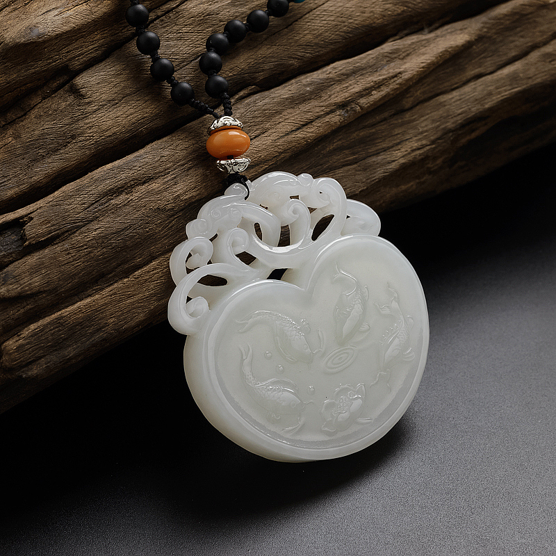 白玉金鱼吊坠 - 红掌柜