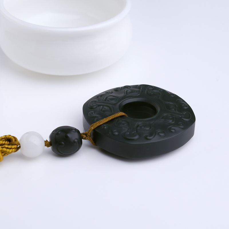 青海天然山料和田墨玉手把件-红掌柜