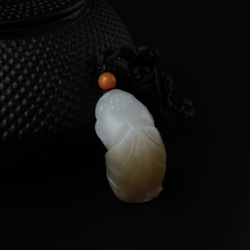 和田玉金鱼挂坠-红掌柜