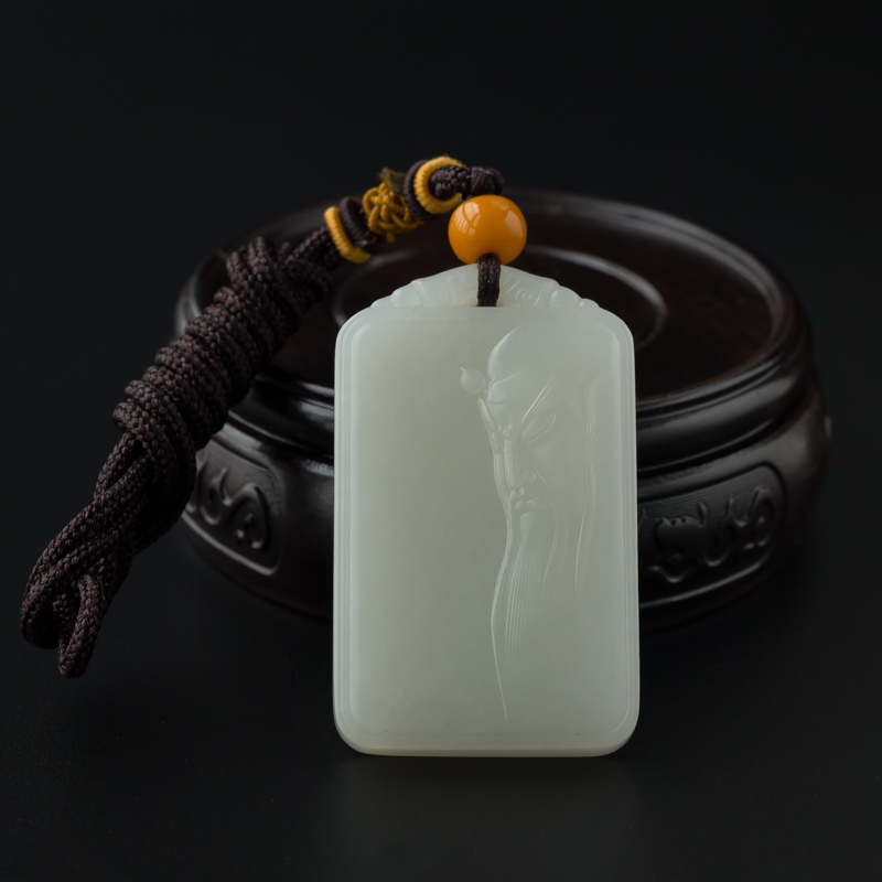 和田玉关公吊坠-红掌柜