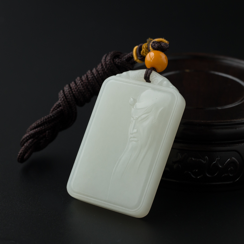 和田玉关公挂件-红掌柜