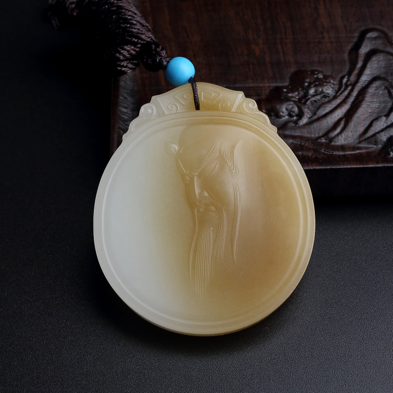 新疆天然和田玉关公吊坠-红掌柜