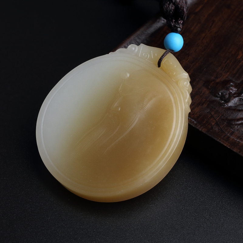 新疆天然和田玉吊坠-红掌柜