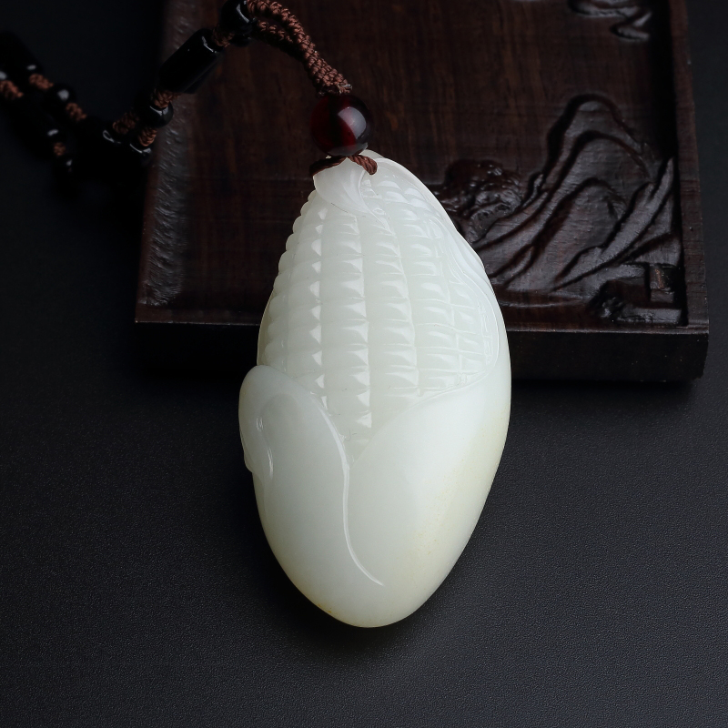 新疆天然和田玉玉米吊坠-红掌柜
