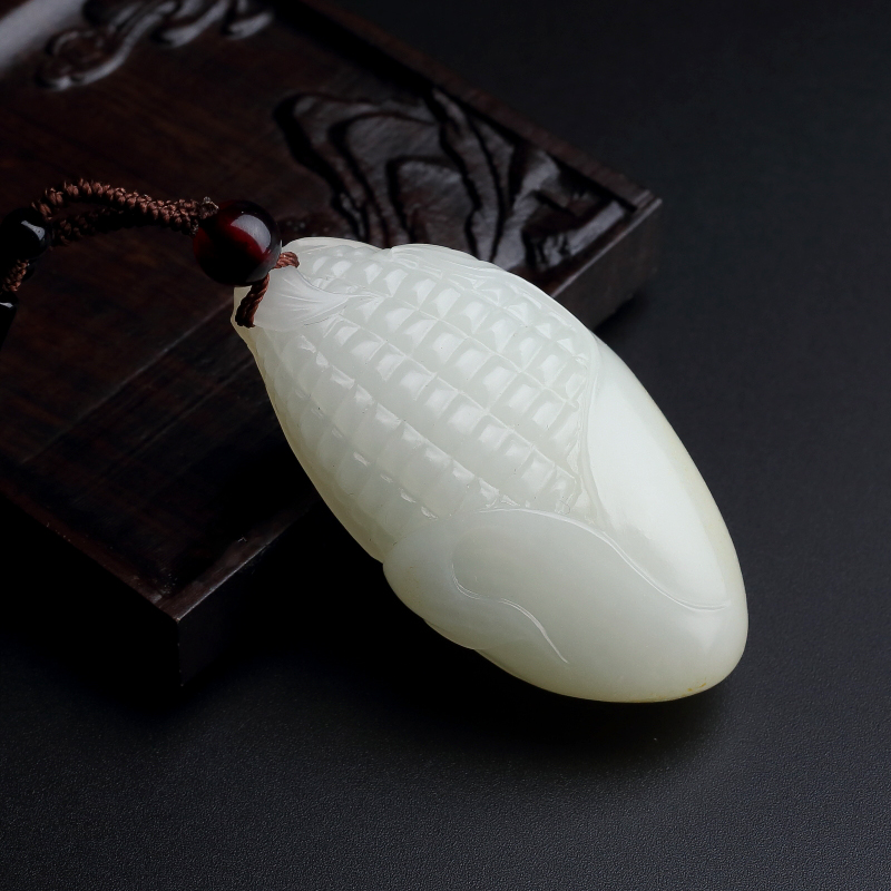 天然和田玉玉米吊坠-红掌柜