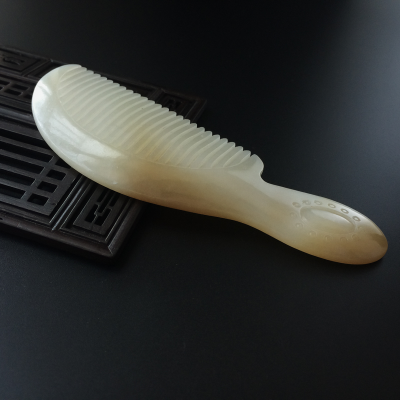 和田玉带糖色梳子-红掌柜