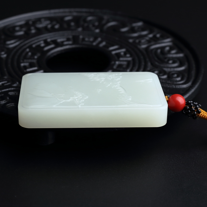 新疆和田玉山水牌吊坠-红掌柜