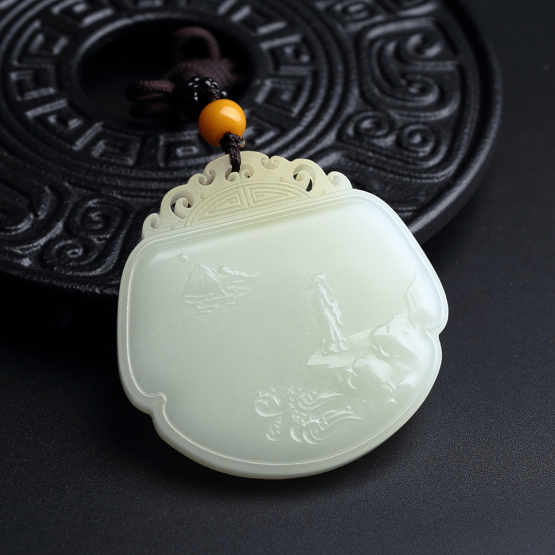 和田玉山水吊坠-红掌柜