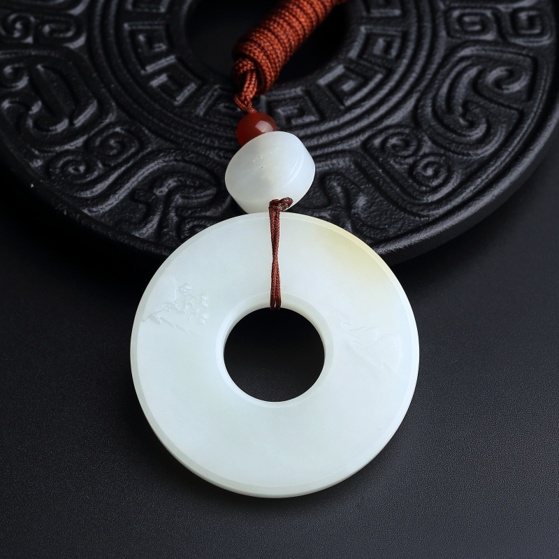 和田玉山水平安扣吊坠-红掌柜