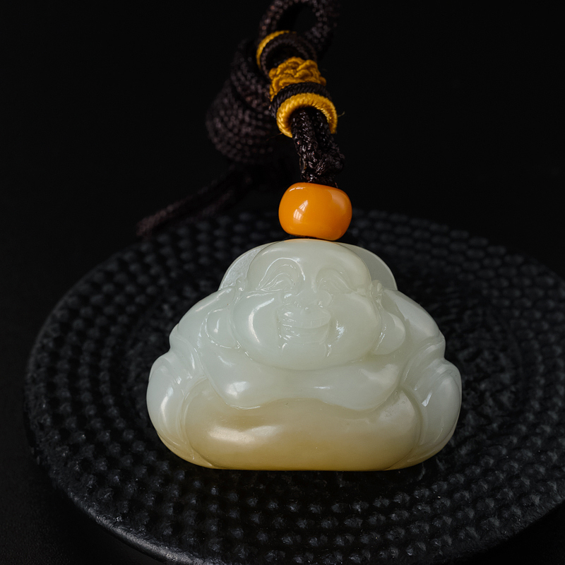 和田玉弥勒佛吊坠-红掌柜