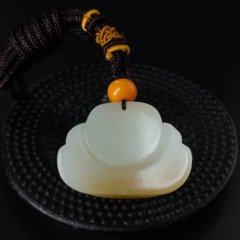 糖色和田玉弥勒佛吊坠-红掌柜