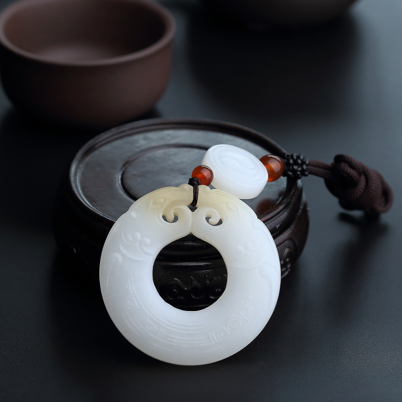 新疆天然和田玉平安扣吊坠-红掌柜