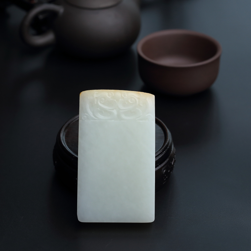 新疆天然和田玉无事牌吊坠-红掌柜