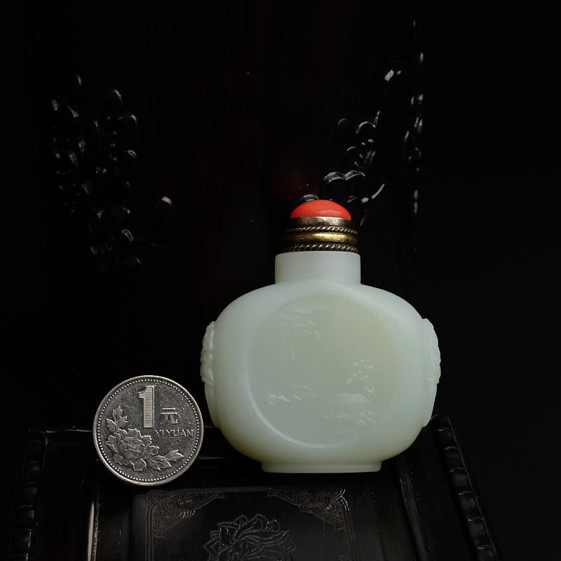 和田白玉鼻烟壶 - 红掌柜