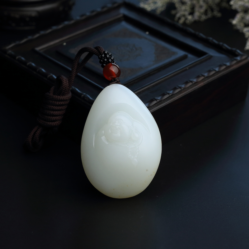 新疆羊脂玉佛吊坠 - 红掌柜