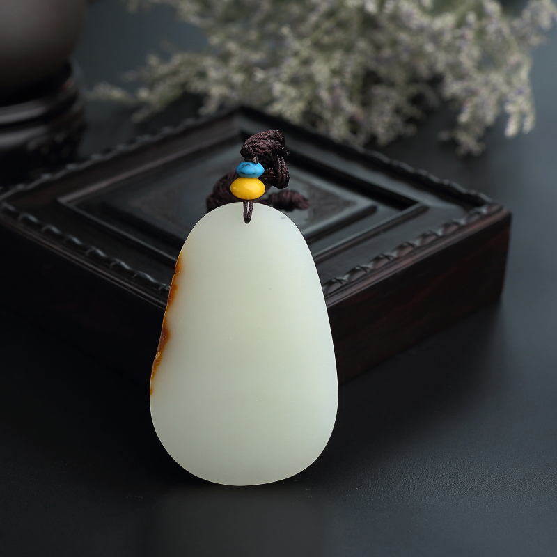 天然和田玉山水吊坠-红掌柜