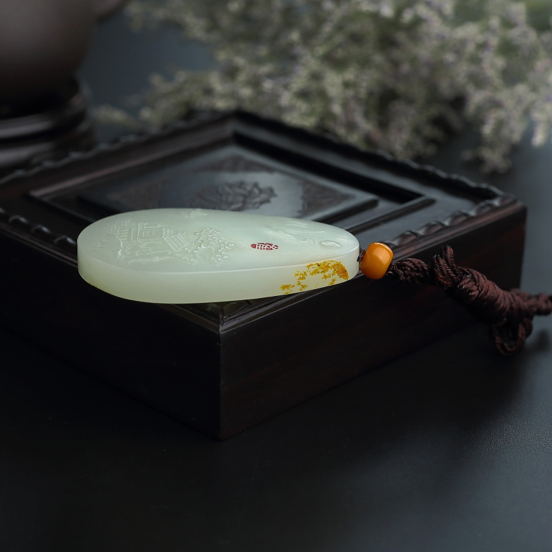 新疆和田玉山水吊坠-红掌柜