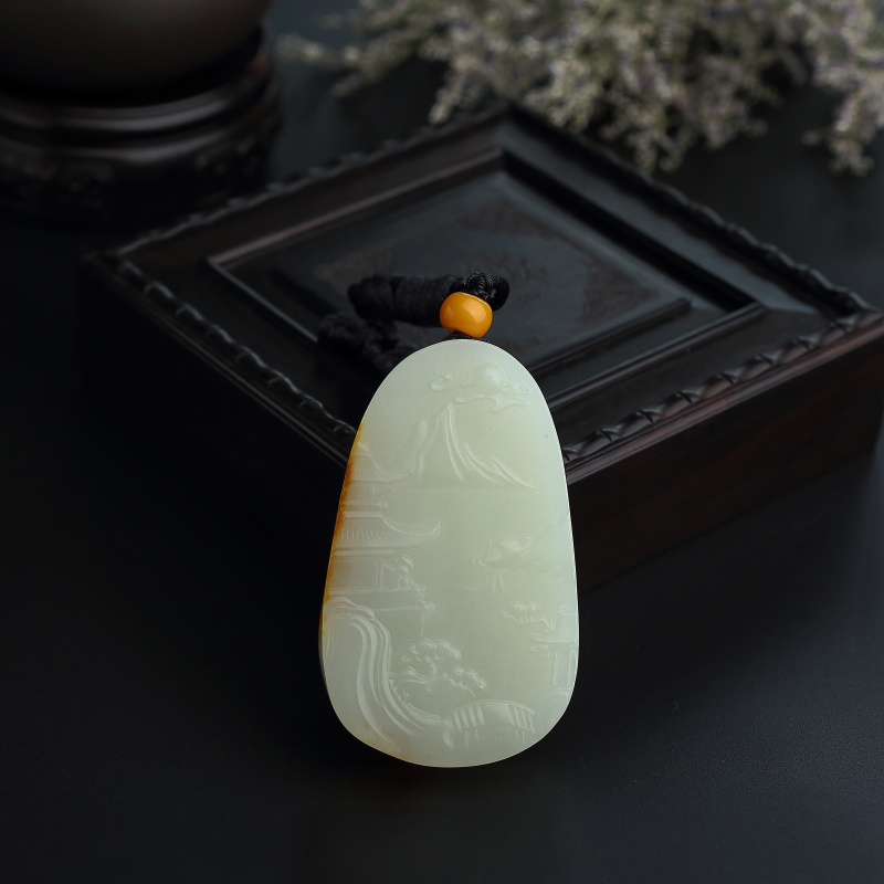 和田玉山水吊坠-红掌柜