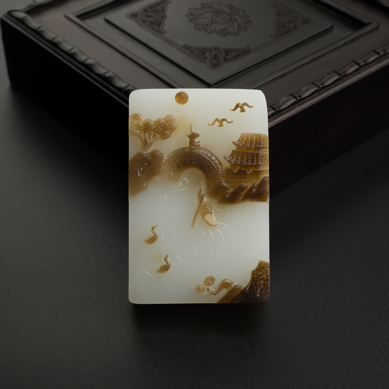 和田玉山水吊坠-红掌柜