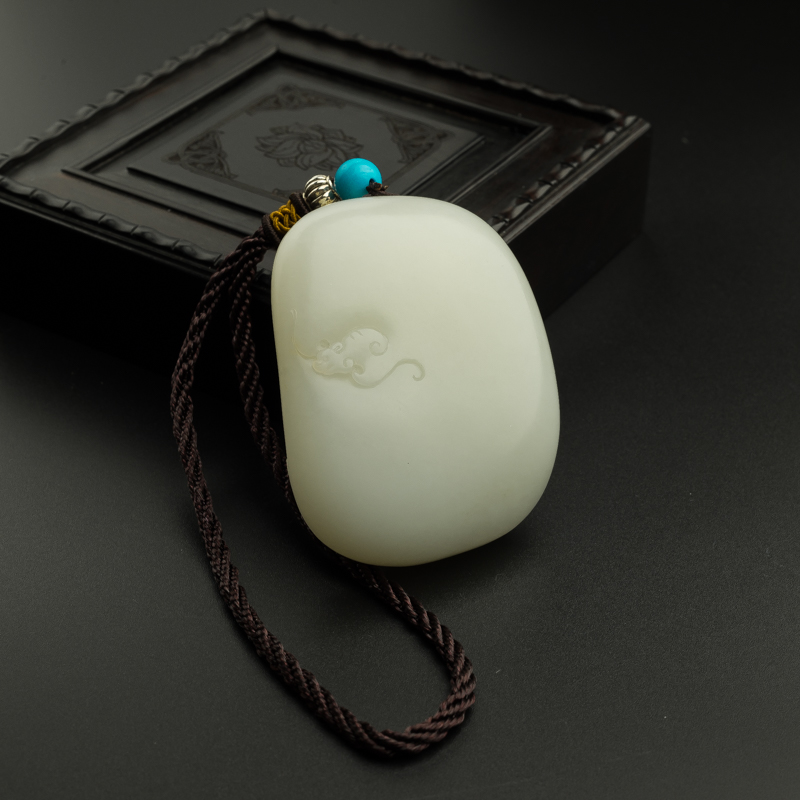 天然和田玉龙凤手把件-红掌柜