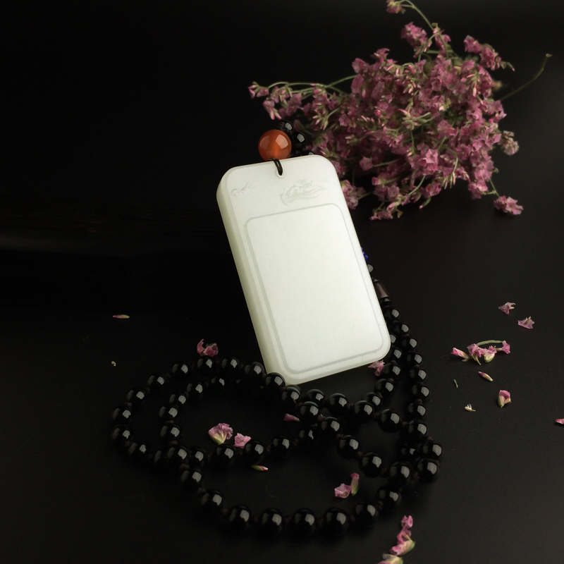 新疆天然和田玉无事牌吊坠-红掌柜