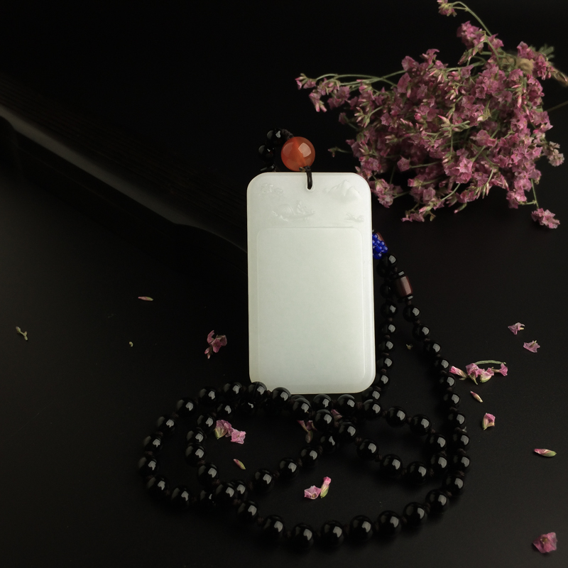 新疆天然和田羊脂玉吊坠-红掌柜