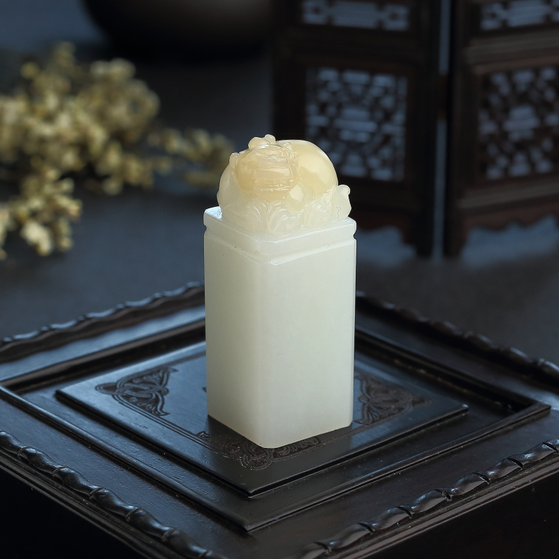 天然和田玉貔貅印章 - 红掌柜