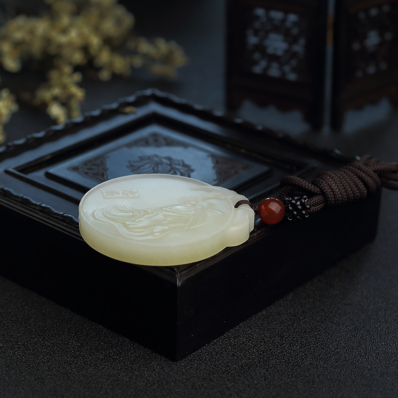 新疆和田玉关公吊坠 - 红掌柜