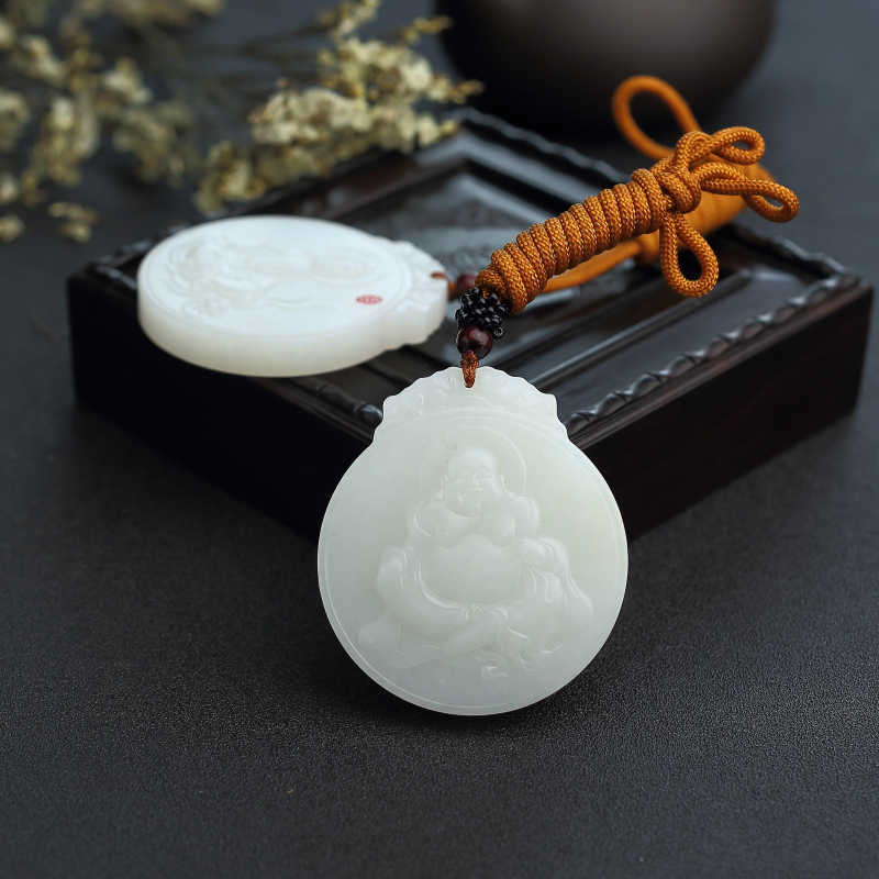 和田玉弥勒佛观音吊坠 - 红掌柜