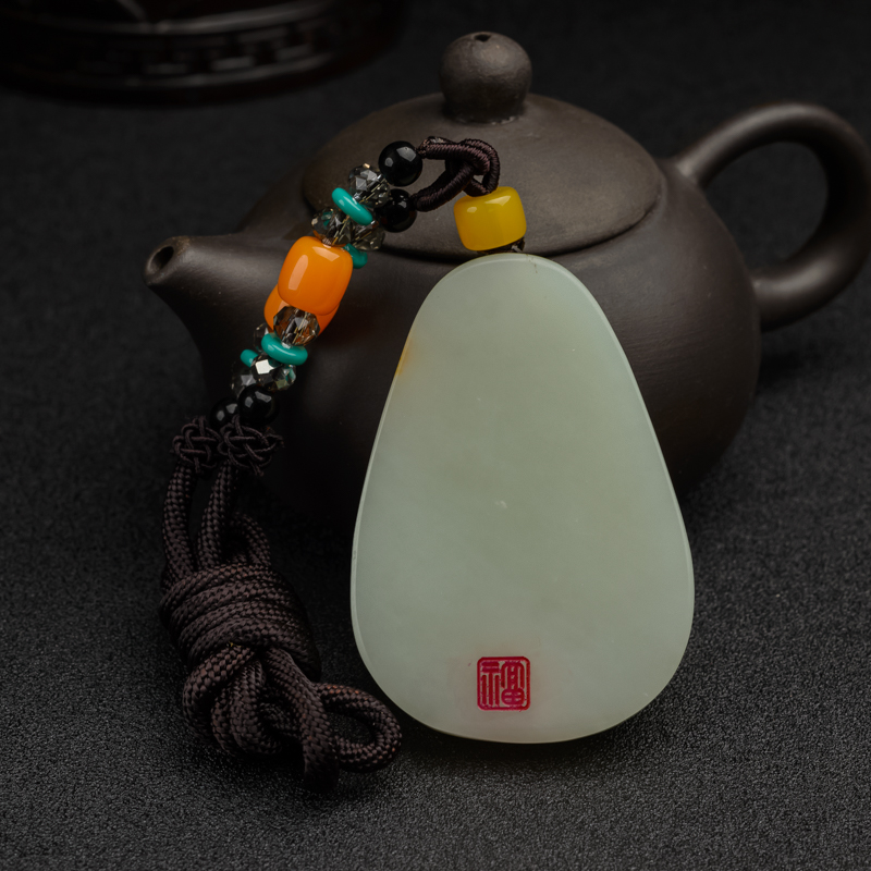 俄料天然和田玉吊坠-红掌柜