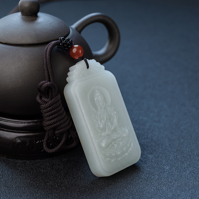 和田玉观音吊坠 - 红掌柜