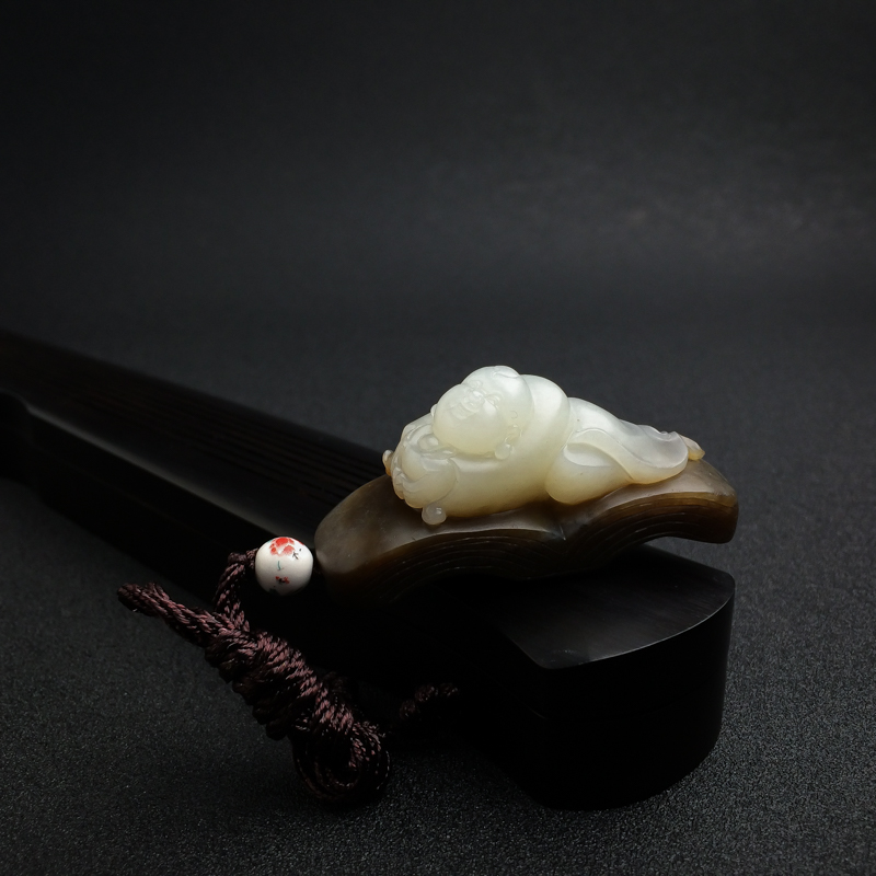 和田玉招财童子吊坠-红掌柜