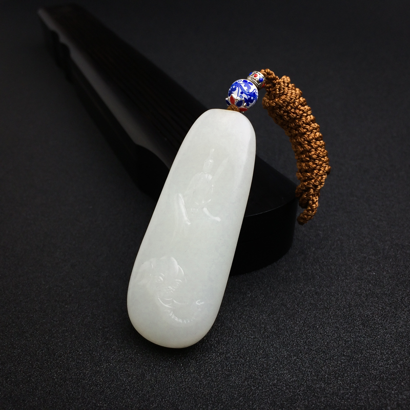 新疆和田羊脂玉籽料普贤菩萨吊坠-红掌柜