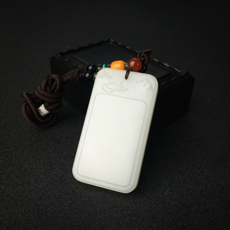 和田玉平安牌吊坠 - 红掌柜