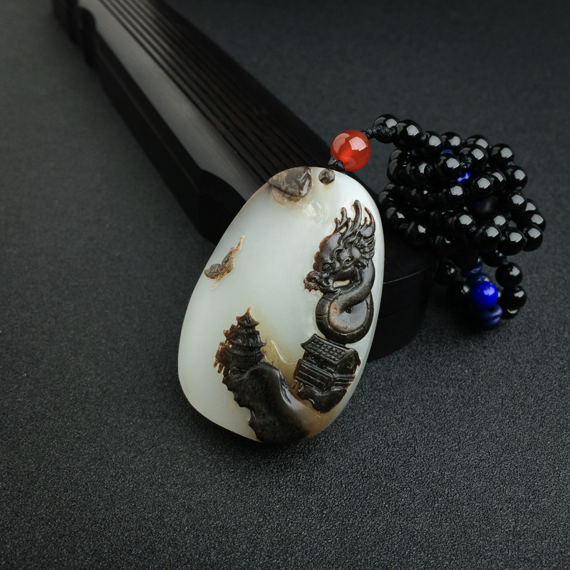 和田玉山水意境吊坠 - 红掌柜