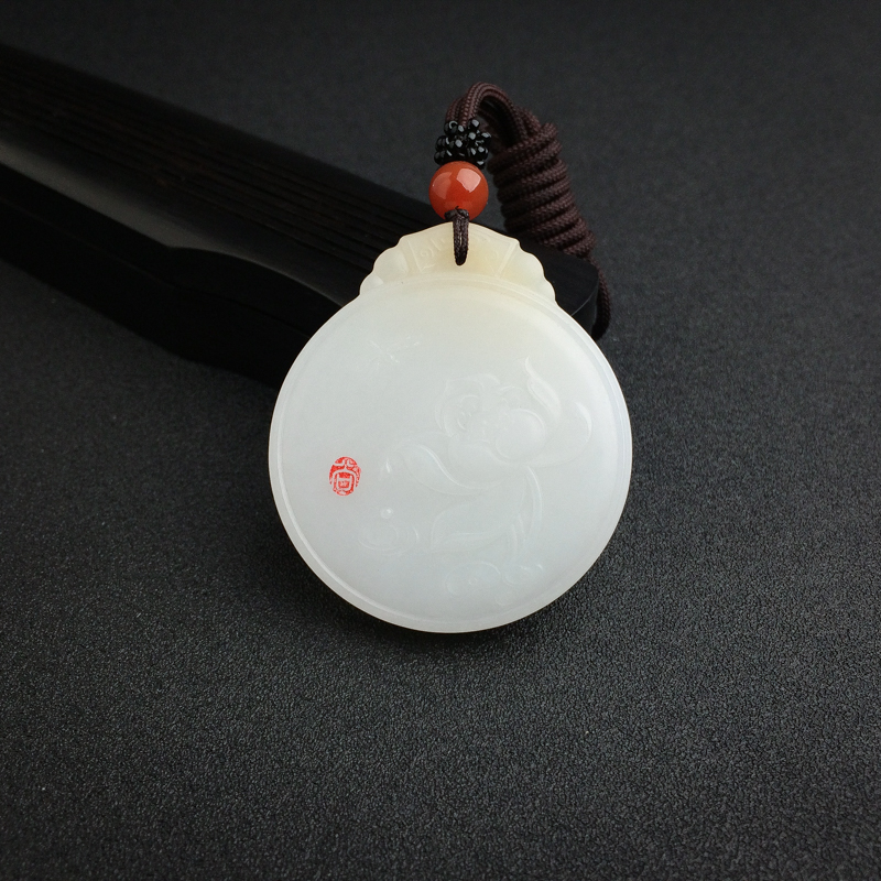 新疆天然和田羊脂玉一品清廉吊坠 - 红掌柜