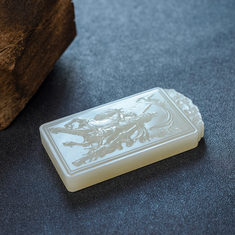 和田玉岳飞吊坠 - 红掌柜