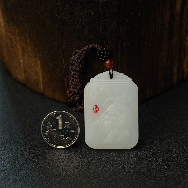 和田羊脂玉福在眼前吊坠-红掌柜