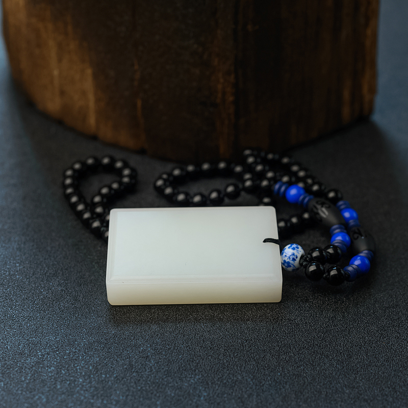 新疆和田羊脂玉平安如意牌吊坠-红掌柜