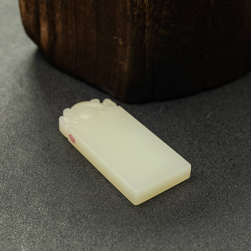 天然和田青白玉平安如意牌吊坠 - 红掌柜