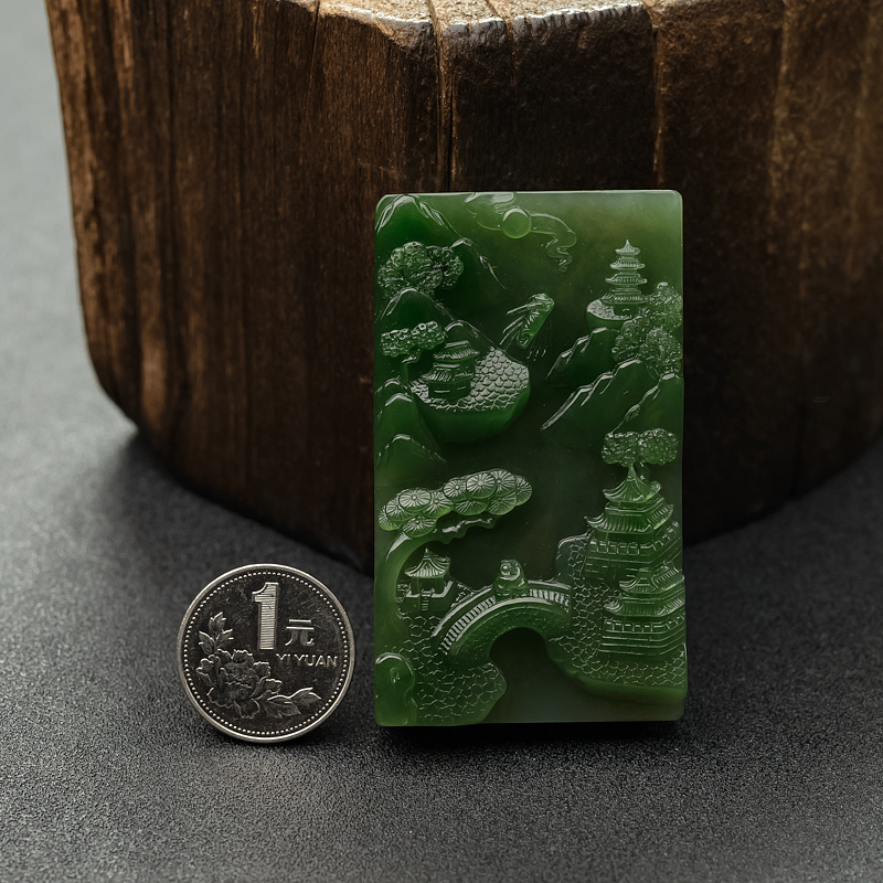 天然和田玉山水意境吊坠 - 红掌柜