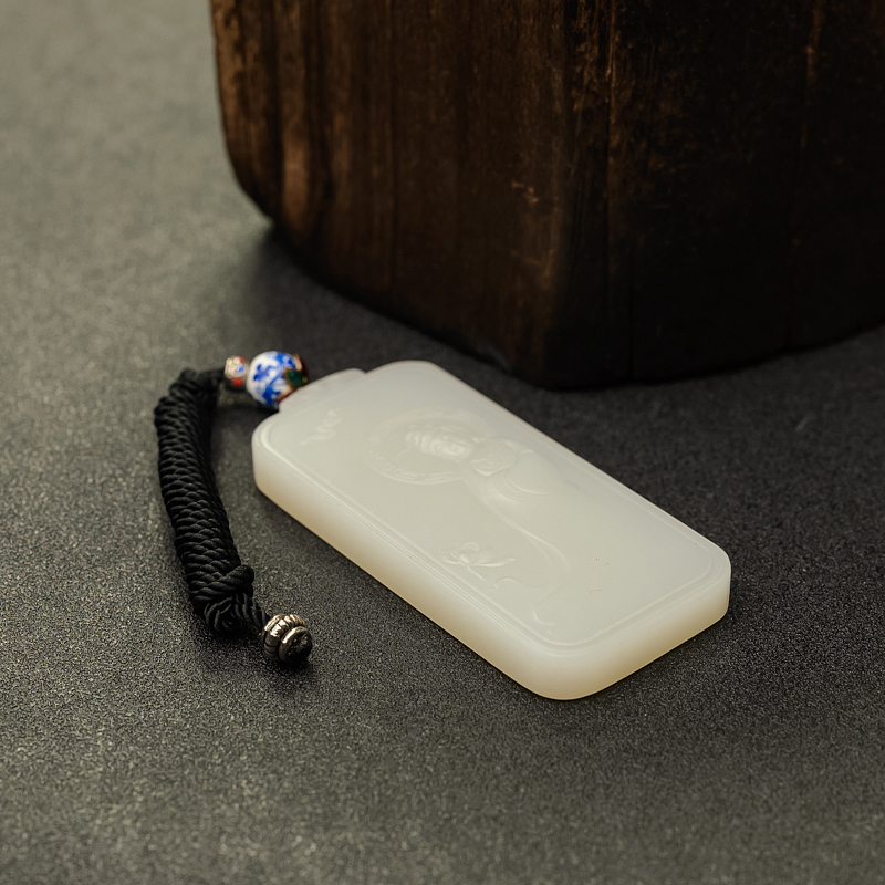 新疆山料和田白玉观音吊坠 - 红掌柜