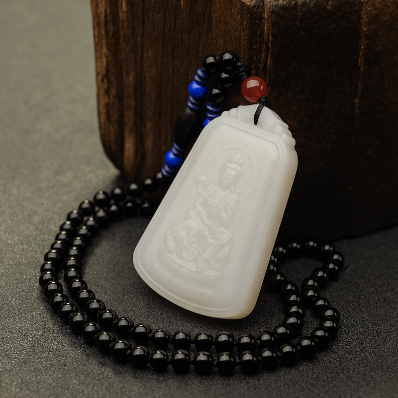 天然山料和田白玉观音吊坠 - 红掌柜