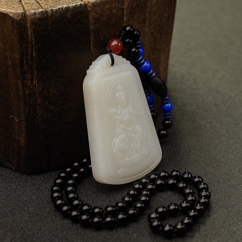 山料和田白玉观音吊坠 - 红掌柜