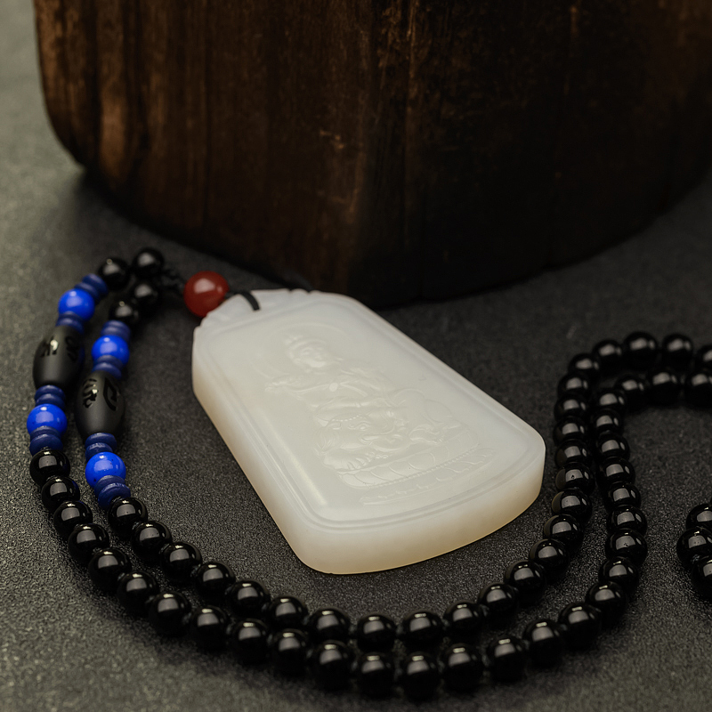 新疆山料和田白玉观音吊坠 - 红掌柜