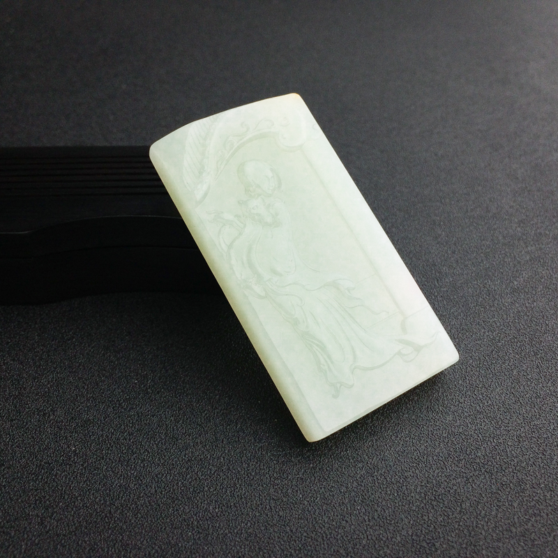 天然山料青白玉美女吊坠 - 红掌柜