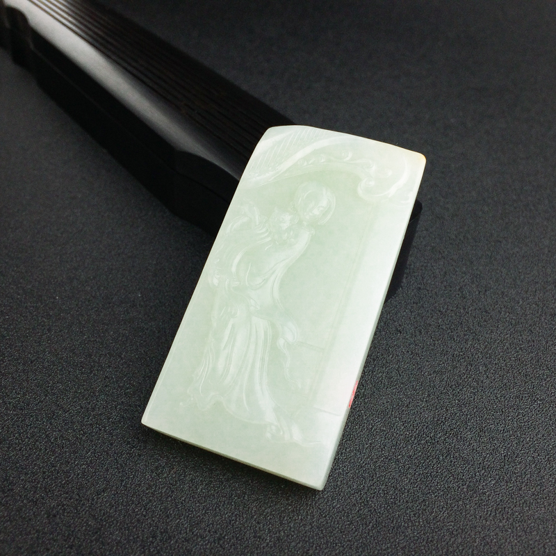 山料青白玉美女吊坠 - 红掌柜