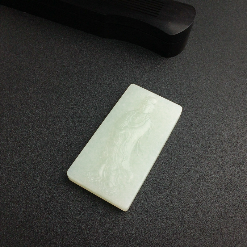 俄罗斯青白玉观音吊坠 - 红掌柜