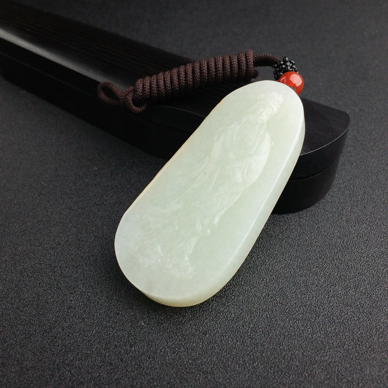 山料青白玉观音吊坠 - 红掌柜